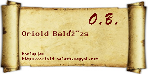 Oriold Balázs névjegykártya