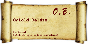 Oriold Balázs névjegykártya